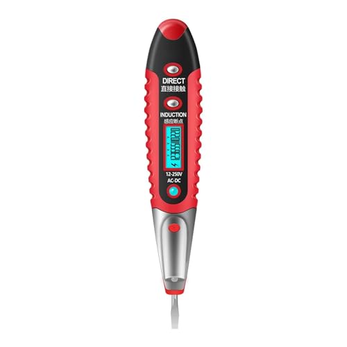 MultiDigital Test Bleistift AC DC 12-250V Tester Elektrische Schraubendreher LCD Display Spannung Detektor Stift Elektriker Werkzeuge(Red) von AYJYZHIAG