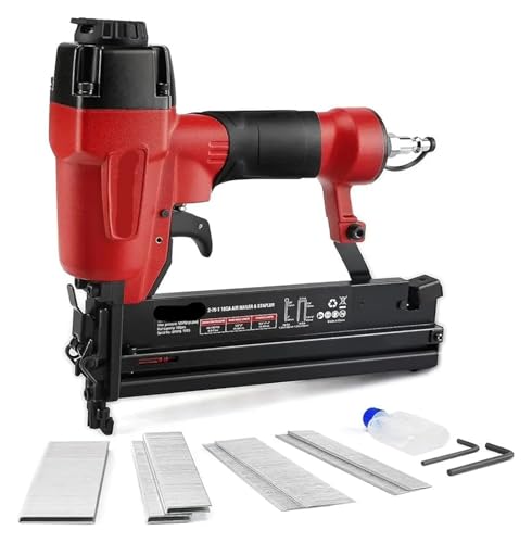 Pneumatischer Nagler 18 GA, 2-in-1-Nagelpistole und Kronenhefter mit 400 Nägeln/300 Heftklammern for Zimmerei Pneumatischer Nagler 18 GA, 2-in-1-Nagelpistole und Kronenhefter mit 400 Nägeln/300 Heftklammern for Zimmerei von AYJYZHIAG