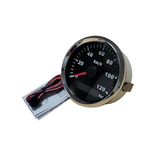 Pulssignal 120 km/h 200 Wasserdicht IP67 Motorrad-Tachometer Kilometerzähler Messgerät for Auto LKW Boot mit roter Hintergrundbeleuchtung(120km-BS) von AYJYZHIAG