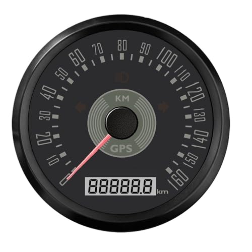 Retro 160KMH, 200KMH, 160MPH 85mm GPS Tachometer Gauge mit Antenne Blinker Gelb Rot LED Kilometerzähler Auto Boot(160KMH BN) von AYJYZHIAG