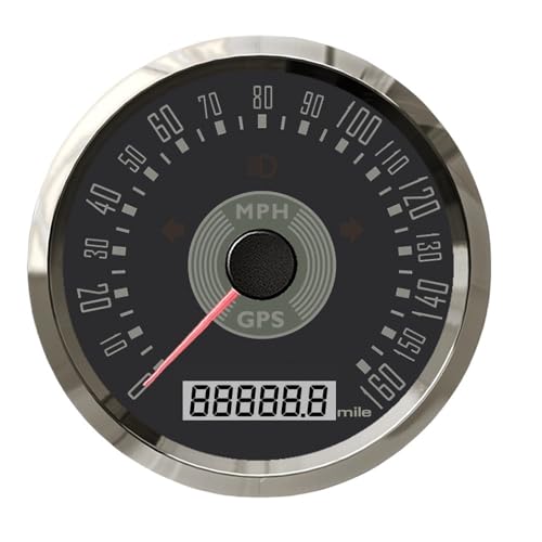 Retro 160KMH, 200KMH, 160MPH 85mm GPS Tachometer Gauge mit Antenne Blinker Gelb Rot LED Kilometerzähler Auto Boot(160MPH BS) von AYJYZHIAG