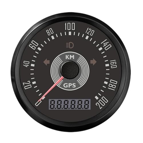 Retro 160KMH, 200KMH, 160MPH 85mm GPS Tachometer Gauge mit Antenne Blinker Gelb Rot LED Kilometerzähler Auto Boot(200KMH BN) von AYJYZHIAG