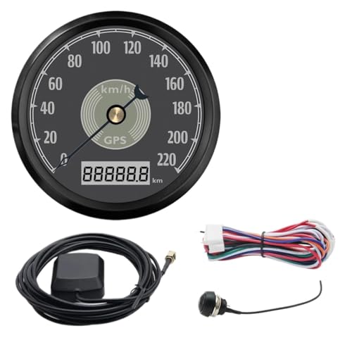 Retro-Styling 85 mm GPS-Tachometer mit Antenne LED 0~220 km/h, MPH Geschwindigkeitsmesser SUS316 for Auto(BN 220KMH) von AYJYZHIAG