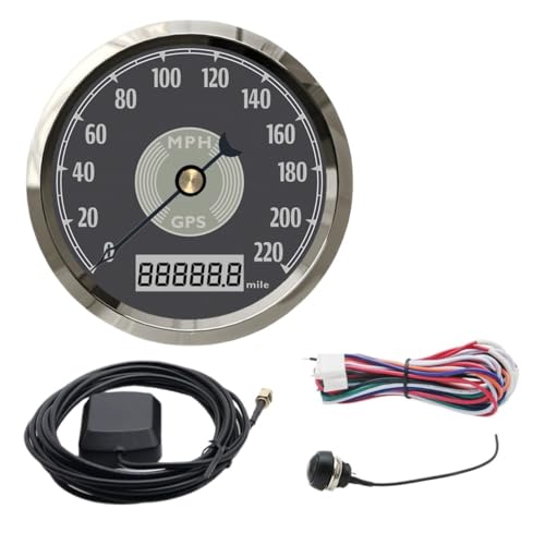 Retro-Styling 85 mm GPS-Tachometer mit Antenne LED 0~220 km/h, MPH Geschwindigkeitsmesser SUS316 for Auto(BS 220MPH) von AYJYZHIAG