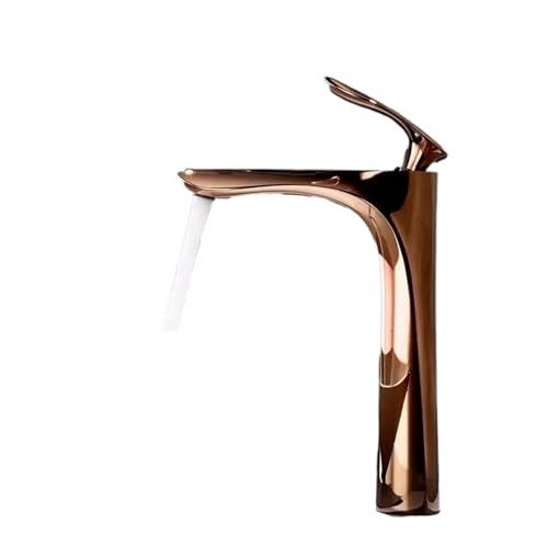 Roségold Badezimmerarmaturen Kurze Beckenarmatur Waschbecken Mischbatterie Heiß- und Kaltwasser Deckmontierter Toilettenkran Wasserhahn(Tall rose gold) von AYJYZHIAG