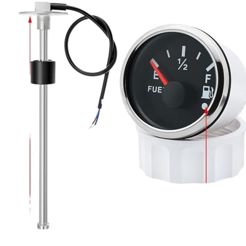 Rote Hintergrundbeleuchtung 52mm Tankanzeige + Tankgeber 100-550mm Wasserdicht 240-33ohm Öltankanzeige Flash-Alarm Auto Boot Custom(550mm SensorXGauge) von AYJYZHIAG