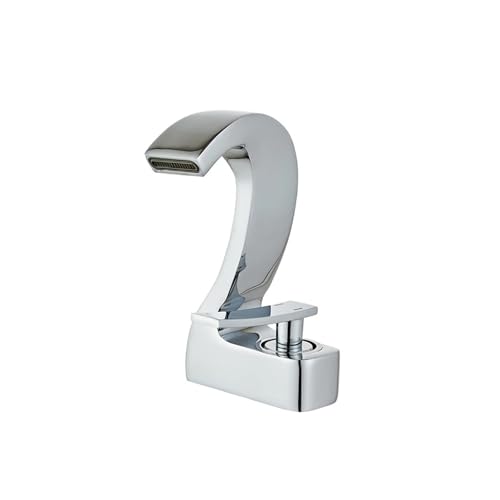 Schwarz Gold Badezimmer Waschbecken Wasserhahn Einlochmontage Messing Heiß Kalt Mischbatterie Wasserfall for(Silver,G1/2) von AYJYZHIAG