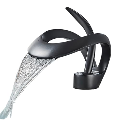 Schwarz Messing Stil Waschbecken Wasserhahn Bad Mischbatterie Heiß Kalt Wasser Deck Montiert Gold Luxus(Grey) von AYJYZHIAG