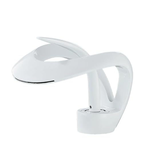 Schwarz Messing Stil Waschbecken Wasserhahn Bad Mischbatterie Heiß Kalt Wasser Deck Montiert Gold Luxus(WHITE) von AYJYZHIAG