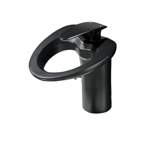 Schwarze Waschtischarmaturen Wasserfall Badezimmer Wasserhahn Einhebel Waschtischmischer Bad Messing Waschbecken Wasserkran Silber(Black,G3/8) von AYJYZHIAG