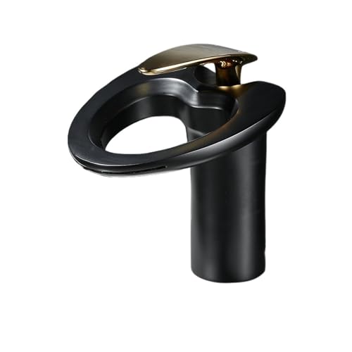 Schwarze Waschtischarmaturen Wasserfall Badezimmer Wasserhahn Einhebel Waschtischmischer Bad Messing Waschbecken Wasserkran Silber(Black and Gold,G3/8) von AYJYZHIAG