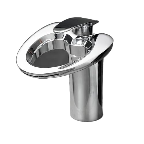 Schwarze Waschtischarmaturen Wasserfall Badezimmer Wasserhahn Einhebel Waschtischmischer Bad Messing Waschbecken Wasserkran Silber(Chrome,G1/2) von AYJYZHIAG