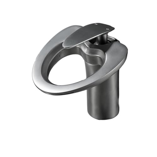 Schwarze Waschtischarmaturen Wasserfall Badezimmer Wasserhahn Einhebel Waschtischmischer Bad Messing Waschbecken Wasserkran Silber(Gray,G9/16) von AYJYZHIAG