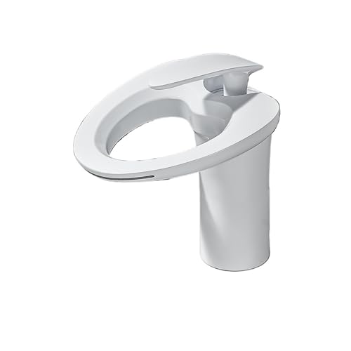 Schwarze Waschtischarmaturen Wasserfall Badezimmer Wasserhahn Einhebel Waschtischmischer Bad Messing Waschbecken Wasserkran Silber(White,G1/2) von AYJYZHIAG