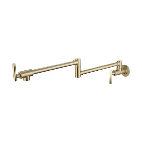 Schwarzer, an der Wand montierter Topffüller-Wasserhahn, schwenkbar, klappbar, drehbar, Küchenspüle, Wasserhahn aus gebürstetem Gold, einzelne Kühlspüle(Brushed gold) von AYJYZHIAG