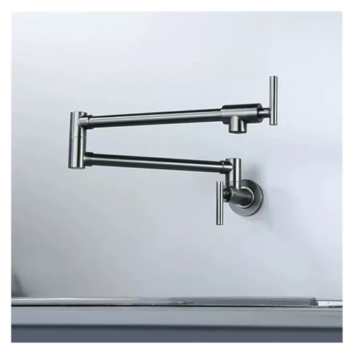 Schwarzer, an der Wand montierter Topffüller-Wasserhahn, schwenkbar, klappbar, drehbar, Küchenspüle, Wasserhahn aus gebürstetem Gold, einzelne Kühlspüle(Gray) von AYJYZHIAG