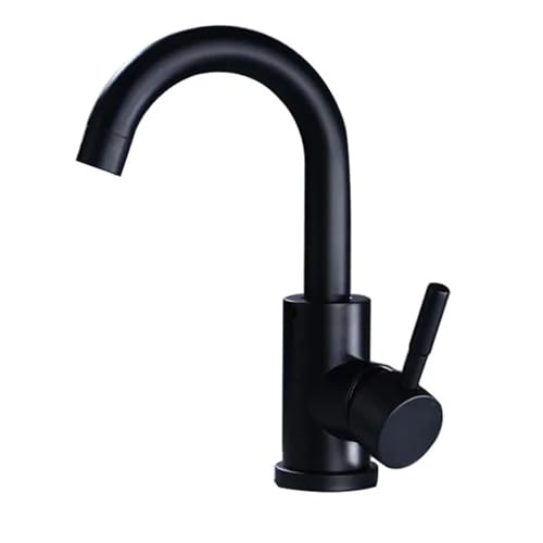 Schwarzer Nickel-Waschbeckenhahn aus 304 Edelstahl, Warm- und Kaltwaschmischer, Kranhahn, 360-Grad-Drehung, Einhandgriff(Black A) von AYJYZHIAG