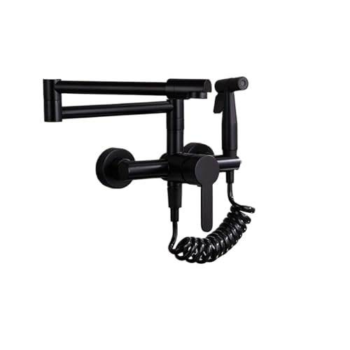 Schwarzer Topffüller-Wasserhahn for die Küchenspüle mit Sprüher, moderner, einziehbarer zur Wandmontage Schwenkarm(Black) von AYJYZHIAG