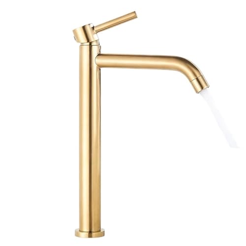 Schwarzer Waschbeckenhahn Badezimmer Waschbecken Wassermischbatterie Heißes Kaltes Wasser Wasserhahn Gebürsteter Goldhahn(Brushed gold) von AYJYZHIAG