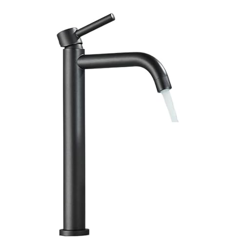Schwarzer Waschbeckenhahn Badezimmer Waschbecken Wassermischbatterie Heißes Kaltes Wasser Wasserhahn Gebürsteter Goldhahn(Gun Grey) von AYJYZHIAG