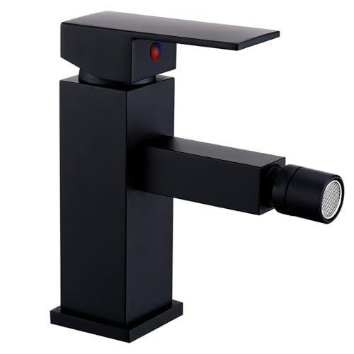 Toiletten-Bidet-Wasserhahn-Set, Messing-Handbidet-Wasserhahn for Badezimmer, Einhebel-Waschbecken, Mischbatterie, Kalt- und Warmwasserhahn(Black) von AYJYZHIAG
