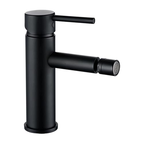 Toiletten-Bidet-Wasserhahn-Set, Messing-Handbidet-Wasserhahn for Badezimmer, Einhebel-Waschbecken, Mischbatterie, Kalt- und Warmwasserhahn(Matt Black) von AYJYZHIAG