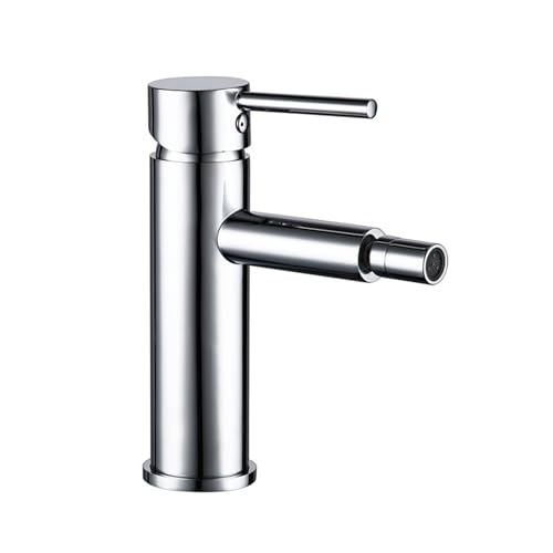 Toiletten-Bidet-Wasserhahn-Set, Messing-Handbidet-Wasserhahn for Badezimmer, Einhebel-Waschbecken, Mischbatterie, Kalt- und Warmwasserhahn(Polished Chrome) von AYJYZHIAG