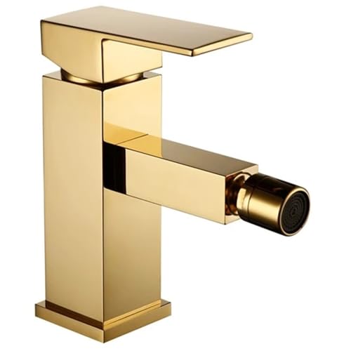 Toiletten-Bidet-Wasserhahn-Set, Messing-Handbidet-Wasserhahn for Badezimmer, Einhebel-Waschbecken, Mischbatterie, Kalt- und Warmwasserhahn(Polished Gold) von AYJYZHIAG