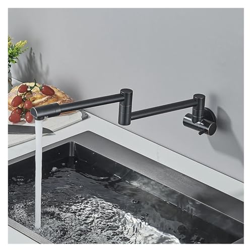 Topffüller Küchenspüle Wasserhahn Doppelgelenk Auslauf Klappbar Dehnbar Schwenkarm Wandmontage Messing Einloch Eingriff(Black Bronze A) von AYJYZHIAG