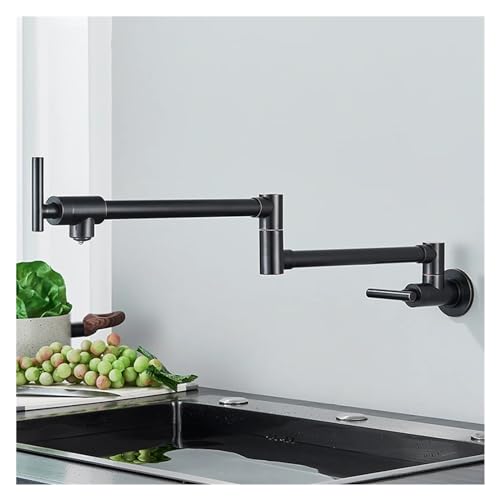 Topffüller Küchenspüle Wasserhahn Doppelgelenk Auslauf Klappbar Dehnbar Schwenkarm Wandmontage Messing Einloch Eingriff(Black Bronze B) von AYJYZHIAG