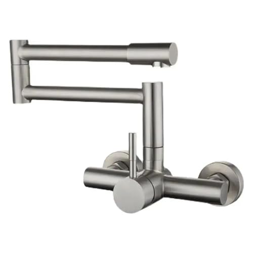 Topffüller Küchenspüle Wasserhahn Doppelgelenk Auslauf Klappbar Dehnbar Schwenkarm Wandmontage Messing Einloch Eingriff(Brush Nickel D) von AYJYZHIAG