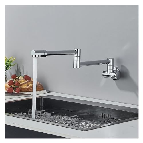 Topffüller Küchenspüle Wasserhahn Doppelgelenk Auslauf Klappbar Dehnbar Schwenkarm Wandmontage Messing Einloch Eingriff(Chrome A) von AYJYZHIAG