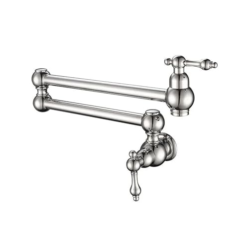Topffüller-Wasserhahn, Wandmontage, faltbar, gebürstetes Gold, Küchenarmatur, einzelnes kaltes Waschbecken, drehbar, klappbarer Auslauf, verchromtes Messing(Chrome) von AYJYZHIAG