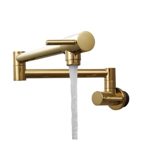 Topffüller-Wasserhahn, Wandmontage, faltbarer Küchenhahn, Einzel-Kaltwasser-Einzelloch, Roségold, Spülbeckenhahn, drehbarer klappbarer Auslauf, Messing(Silver) von AYJYZHIAG