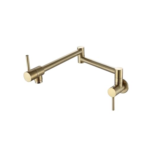 Topffüller Wasserhahn Wandmontage Faltbarer Küchenhahn Inwall Kaltwasserhahn Spültischhahn Drehbarer Klappauslauf Messing(Brushed Gold) von AYJYZHIAG