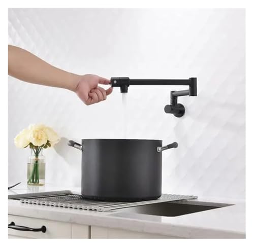 Topffüllerhahn, an der Wand montierter, faltbarer Küchenhahn mit Bidet-Sprüher, Kaltbidethahn, Spülbeckenhahn, drehbarer, klappbarer Auslauf(Style 2 black) von AYJYZHIAG