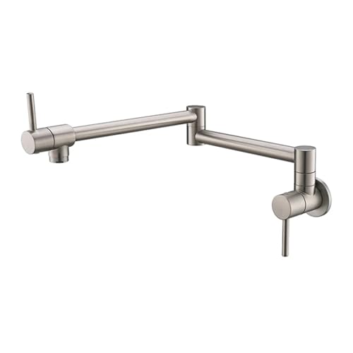 Topffüllerhahn, an der Wand montierter, faltbarer Küchenhahn mit Bidet-Sprüher, Kaltbidethahn, Spülbeckenhahn, drehbarer, klappbarer Auslauf(Style 4 nickel) von AYJYZHIAG