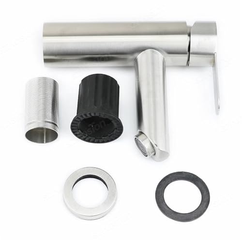 Waschbecken Badezimmer Wasserhahn Deck montiert heißes kaltes Wasser Mischbatterien Mattschwarz Kran(Silver) von AYJYZHIAG