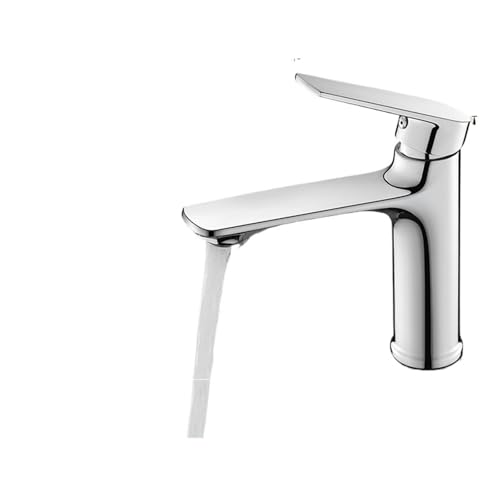 Waschbecken Heiß- und Kaltwasserhahn, komplett aus Kupfer, Badezimmerwaschbecken, Balkonwaschbecken, Haushaltshahn(Silver Hot and Cold) von AYJYZHIAG