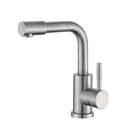 Waschbecken Wasserhahn Deck Montiert Rotation Bad Armaturen Edelstahl Einzigen Griff Gebürstet Nickel Heiß Kalt(Faucet) von AYJYZHIAG