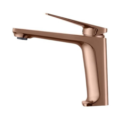 Waschbecken Wasserhahn Heißes und kaltes Wasser Einlochmontage Einhand-Deck montiert Badezimmer Mischbatterie System(Rose gold) von AYJYZHIAG