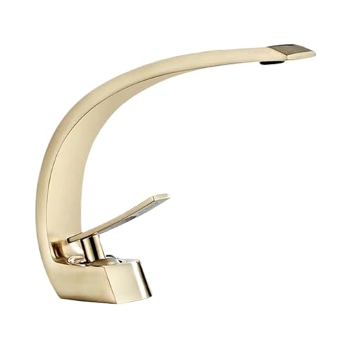 Waschbeckenarmatur aus gebürstetem Gold, Kupferarmatur, Einzelsteuerung mit Mischbatterie, Einlochmontage, goldener Wasserhahn for Badezimmer(Brushed Gold) von AYJYZHIAG