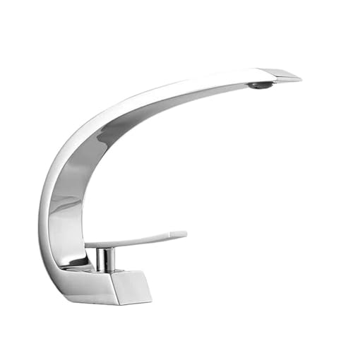 Waschbeckenarmatur aus gebürstetem Gold, Kupferarmatur, Einzelsteuerung mit Mischbatterie, Einlochmontage, goldener Wasserhahn for Badezimmer(Silver) von AYJYZHIAG