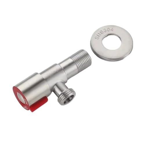 Waschbeckenarmaturen for Badezimmer, Eckventil, Messing, schwarz, G1/2 Zoll, Absperrventil, Toilette, Bidet, Dusche, Wasserhahn(Red) von AYJYZHIAG