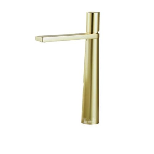 Waschtischarmatur Messing Badarmatur Mischbatterie Schwarz/Chrom Waschbeckenarmatur Einhebelmischer Warm- und Kaltwasserhahn(Brushed Gold,G1/2) von AYJYZHIAG