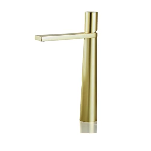 Waschtischarmatur Messing Badarmatur Mischbatterie Schwarz/Chrom Waschbeckenarmatur Einhebelmischer Warm- und Kaltwasserhahn(Brushed Gold,G9/16) von AYJYZHIAG