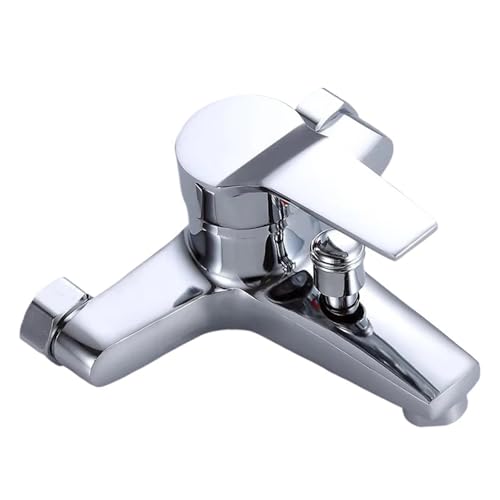 Waschtischarmatur aus Zinklegierung, verchromte, an der Wand montierte Mischbatterie mit Doppelauslauf for heißes und kaltes Wasser for Badezimmer, Dusche, Waschbecken, Badewanne(A shower faucet) von AYJYZHIAG