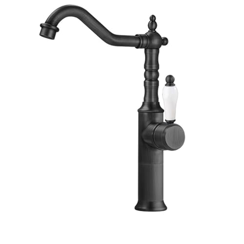 Waschtischarmaturen Antike Farbe Messing Kran Badezimmerarmaturen Heiß- und Kaltwassermischbatterie Moderne Mischbatterie(855972 Black,G3/8) von AYJYZHIAG