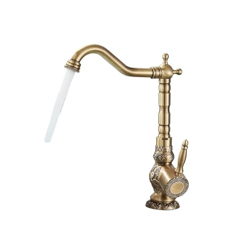 Waschtischarmaturen Antiker Messinghahn Waschbecken Carving Wasserhahn Rotation Einhebelmischer Mischbatterien Badezimmer(High Style) von AYJYZHIAG