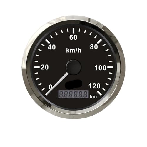 Wasserdichter 85-mm-GPS-Tachometer, Geschwindigkeit 120 km/h, 0–200, for Auto, LKW, Boot, mit rot-gelber Hintergrundbeleuchtung(120km-BS) von AYJYZHIAG